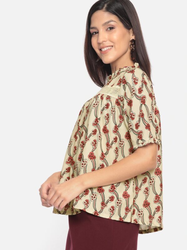 HERE&NOW Women Beige Printed Top