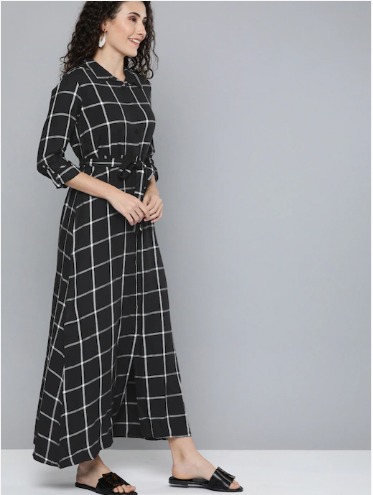 HERE&NOW Women Checked Maxi Dress