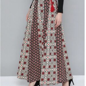 HERE&NOW Women Ethnic Motifs Printed Pure Cotton Panelled Maxi Skirt