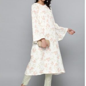 HERE&NOW Women Floral Printed Pure Cotton Flared Sleeves Kurta