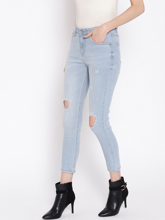 Roadster Women Skinny Fit Mid-Rise Slash Knee Stretchable Jeans