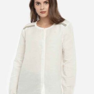 United Colors of Benetton Women White Regular Fit Solid Shirt Style Top