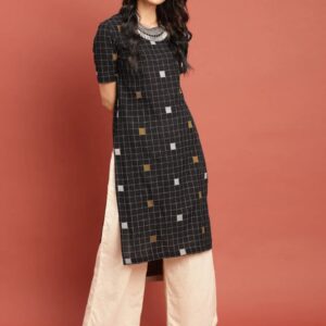 Taavi Women Woven Legacy Straight High-Low Sustainable Kurta