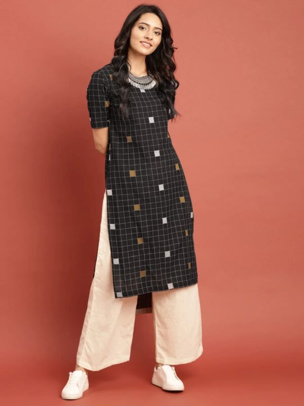 Taavi Women Woven Legacy Straight High-Low Sustainable Kurta