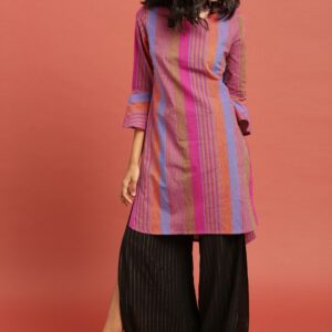 Taavi Women Striped Woven Legacy A-Line Sustainable Kurta