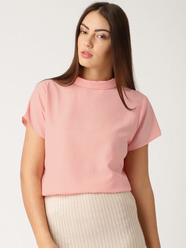 ETHER Pink Polyester Boxy Top