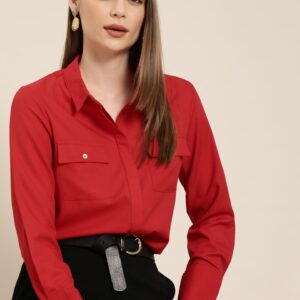 her by invictus Women Red Formal Shirt