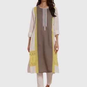 IMARA  Women Printed Cotton Blend Straight Kurta