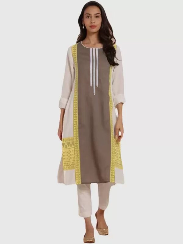 IMARA  Women Printed Cotton Blend Straight Kurta