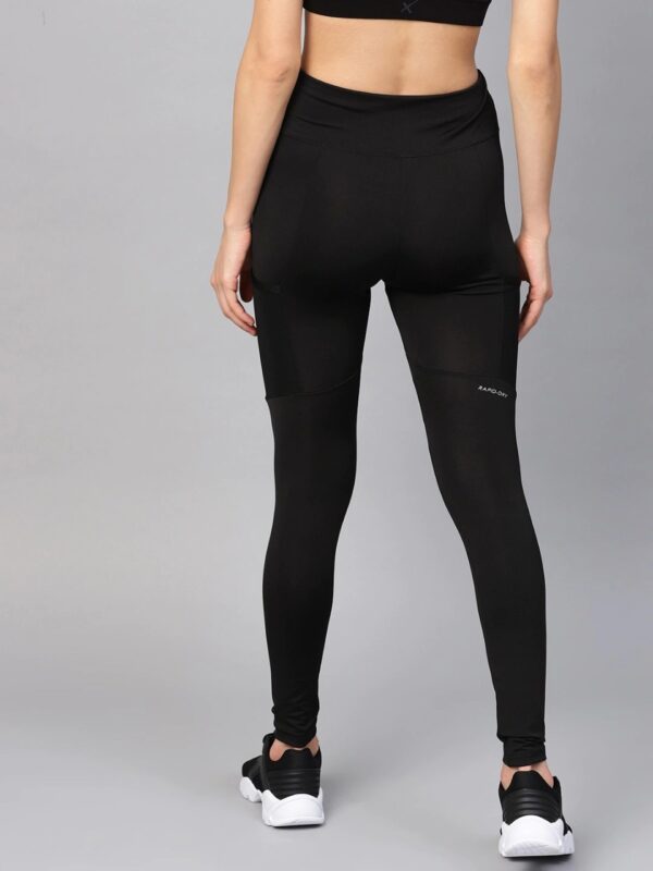 HRX Women Black Solid Rapid Dry Tights