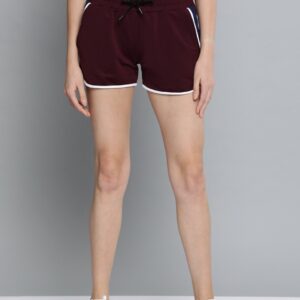 HRX Women Burgundy Solid Regular Fit Lifestyle Sports Shorts