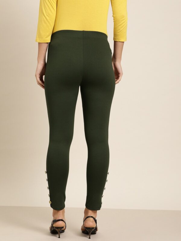 all about you Woman"s Olive Solid Jeggings