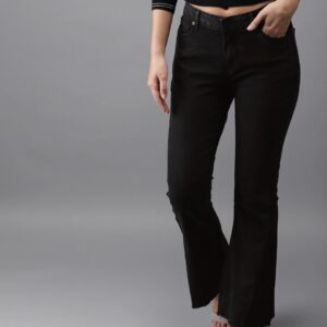 HERE&NOW Women Bootcut Regular Fit Mid-Rise Clean Look Stretchable Jeans