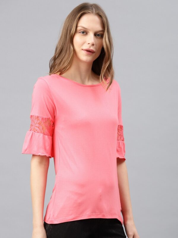 French Connection Women Pink Solid Top