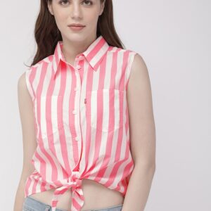 Levis Women Striped Shirt Style Pure Cotton Top