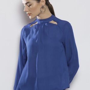 DOROTHY PERKINS Women Petite Blue Solid Top