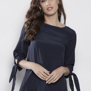 DOROTHY PERKINS Women Navy Blue Solid Top