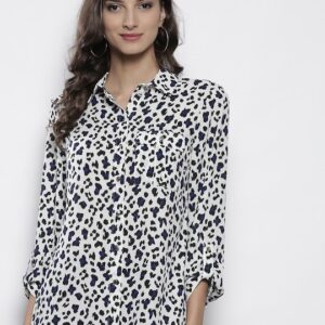 DOROTHY PERKINS Women White & Black Animal Print Casual Shirt