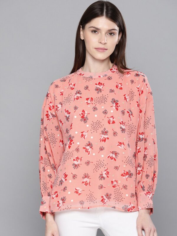 Chemistry Women Peach-Coloured Printed Top