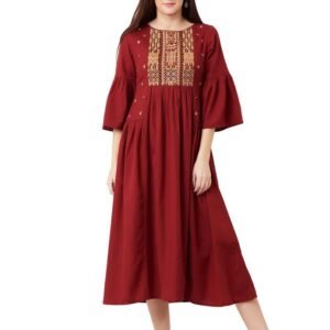 Imara Women Round Neck Embroidered Dresses