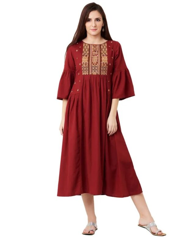 Imara Women Round Neck Embroidered Dresses