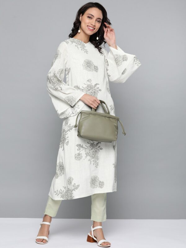 HERE&NOW Women Floral Printed Pure Cotton Flared Sleeves Kurta