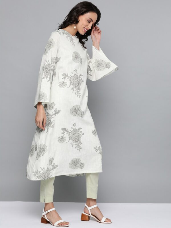 HERE&NOW Women Floral Printed Pure Cotton Flared Sleeves Kurta