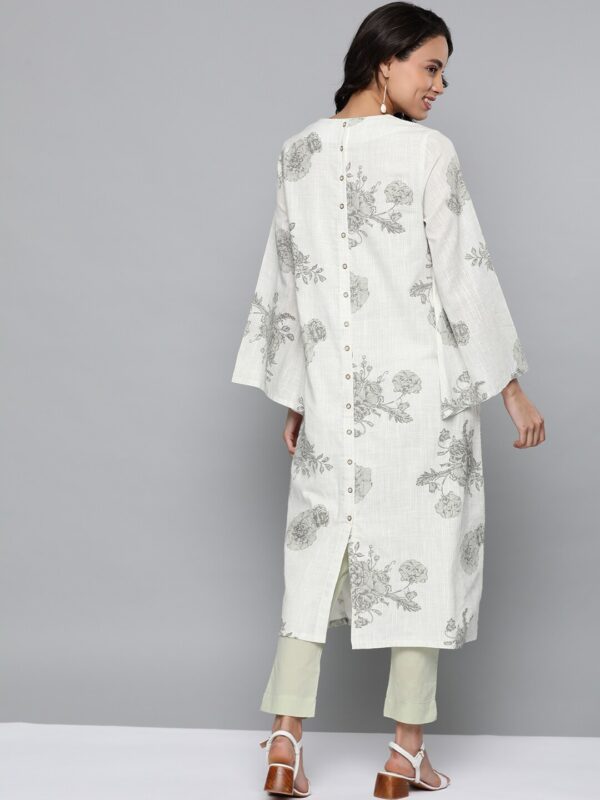 HERE&NOW Women Floral Printed Pure Cotton Flared Sleeves Kurta