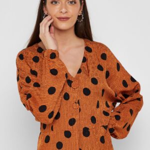 MANGO V-neck Polka Dot Top