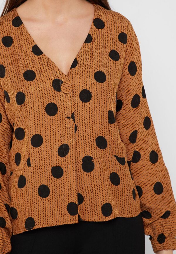 MANGO V-neck Polka Dot Top