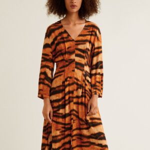 MANGO Women Animal Print Midi A-Line Dress