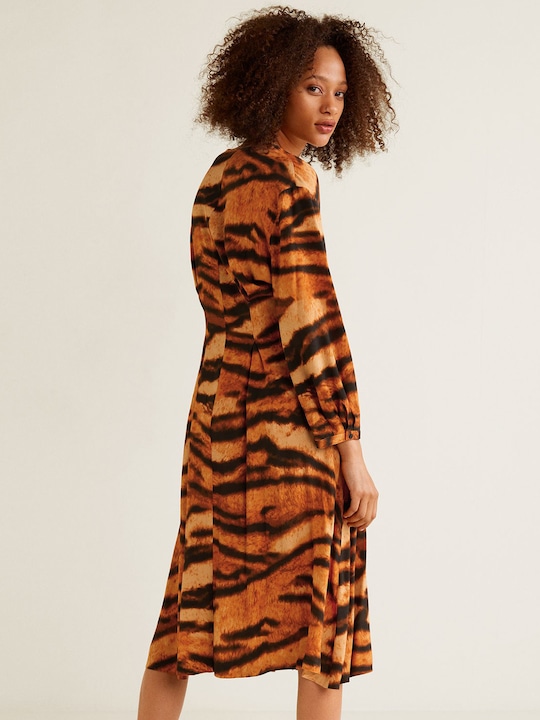 MANGO Women Animal Print Midi A-Line Dress