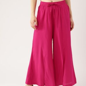 IMARA Women Pink Solid Wide Leg Palazzos