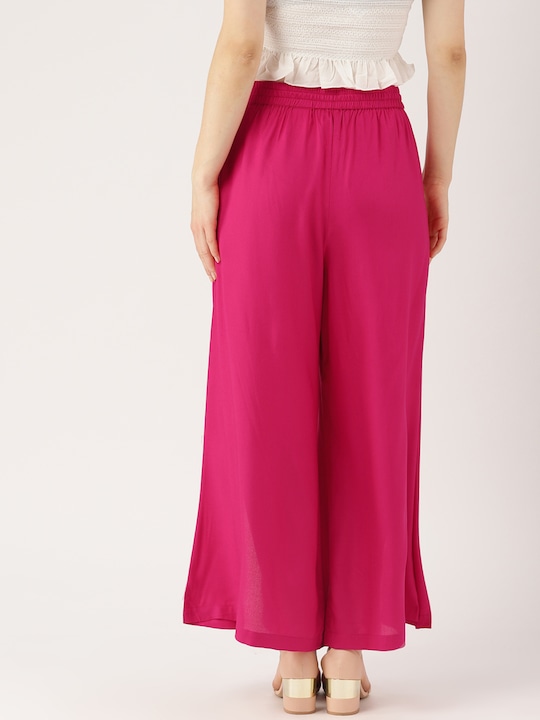 IMARA Women Pink Solid Wide Leg Palazzos