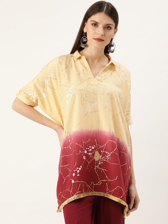 Moda Rapido Women Ombre Dyed Oversized Straight Kurti