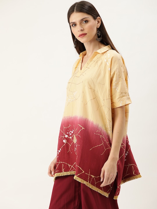 Moda Rapido Women Ombre Dyed Oversized Straight Kurti