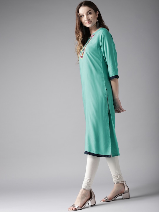 HERE&NOW Women Embroidered Straight Kurta