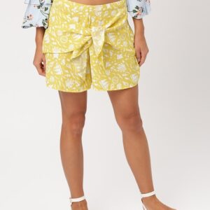 DressBerry Women Yellow & White Printed Shorts