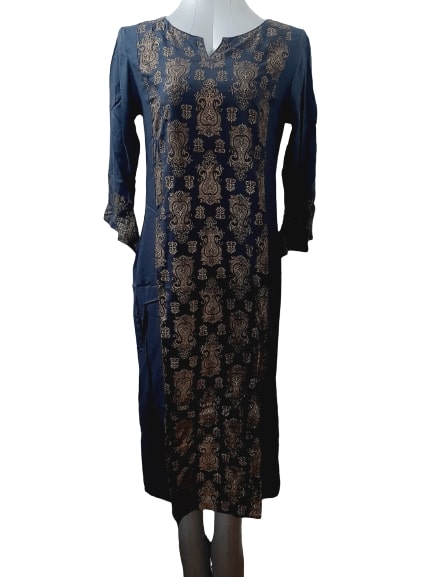 Imara women straight gold printed kurta with plazzo