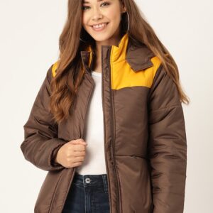 DressBerry Women Colourblocked Hooded Padded Jacket