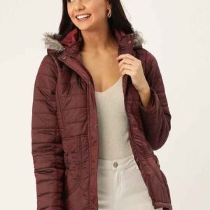 DressBerry Women Solid Hooded Parka Jacket