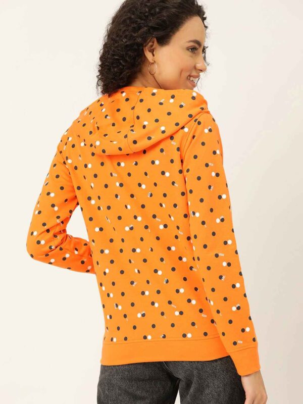 DressBerry Women Polka Printed Hooded Sweatshirt