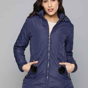 HERE&NOW Women Solid Padded Long-line Jacket