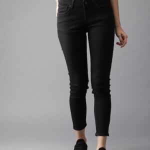 HERE&NOW Women Skinny Fit Mid-Rise Clean Look Stretchable Cropped Jeans