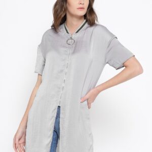 Splash Women Grey Solid Longline Top