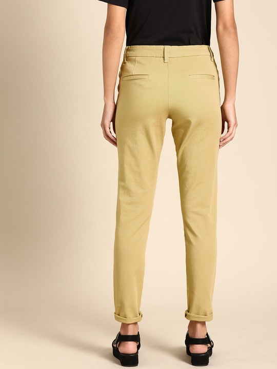 ether Women Regular Fit Bi-Stretch Solid Regular Trousers