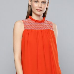 Chemistry Women Orange Solid A-Line Top