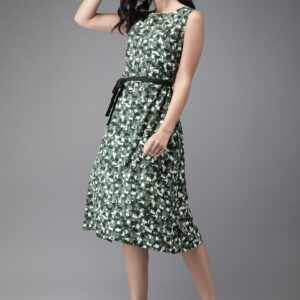 HERE&NOW Women Printed Fit and Flare Dress