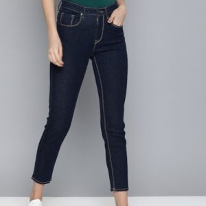 HERE&NOW Women Skinny Fit High-Rise Clean Look Stretchable Cropped Jeans