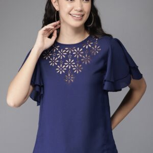 HERE&NOW Women Blue Solid Top